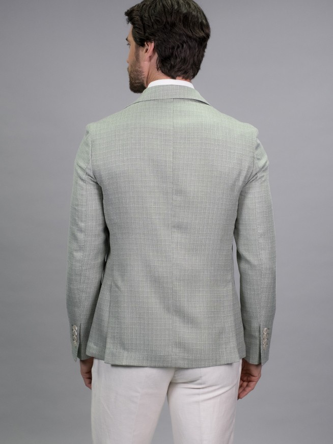 Blazer Verde Claro Aspeto Linho Texturizado Regular Fit