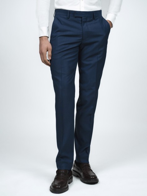 Blue Micro-Design Tailored Fit Trousers - Image product