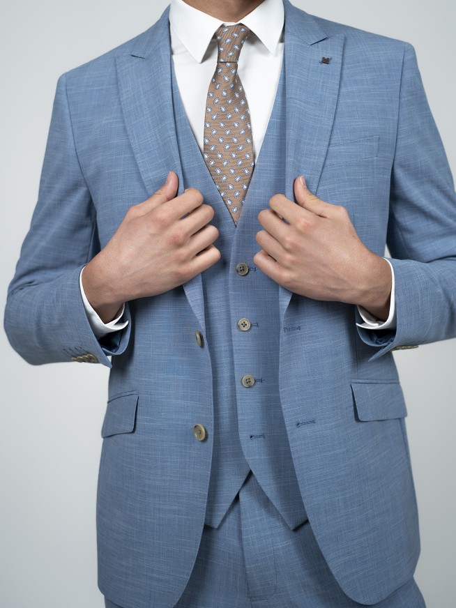 Regular Fit Light Blue Easy Care 3 Piece Suit