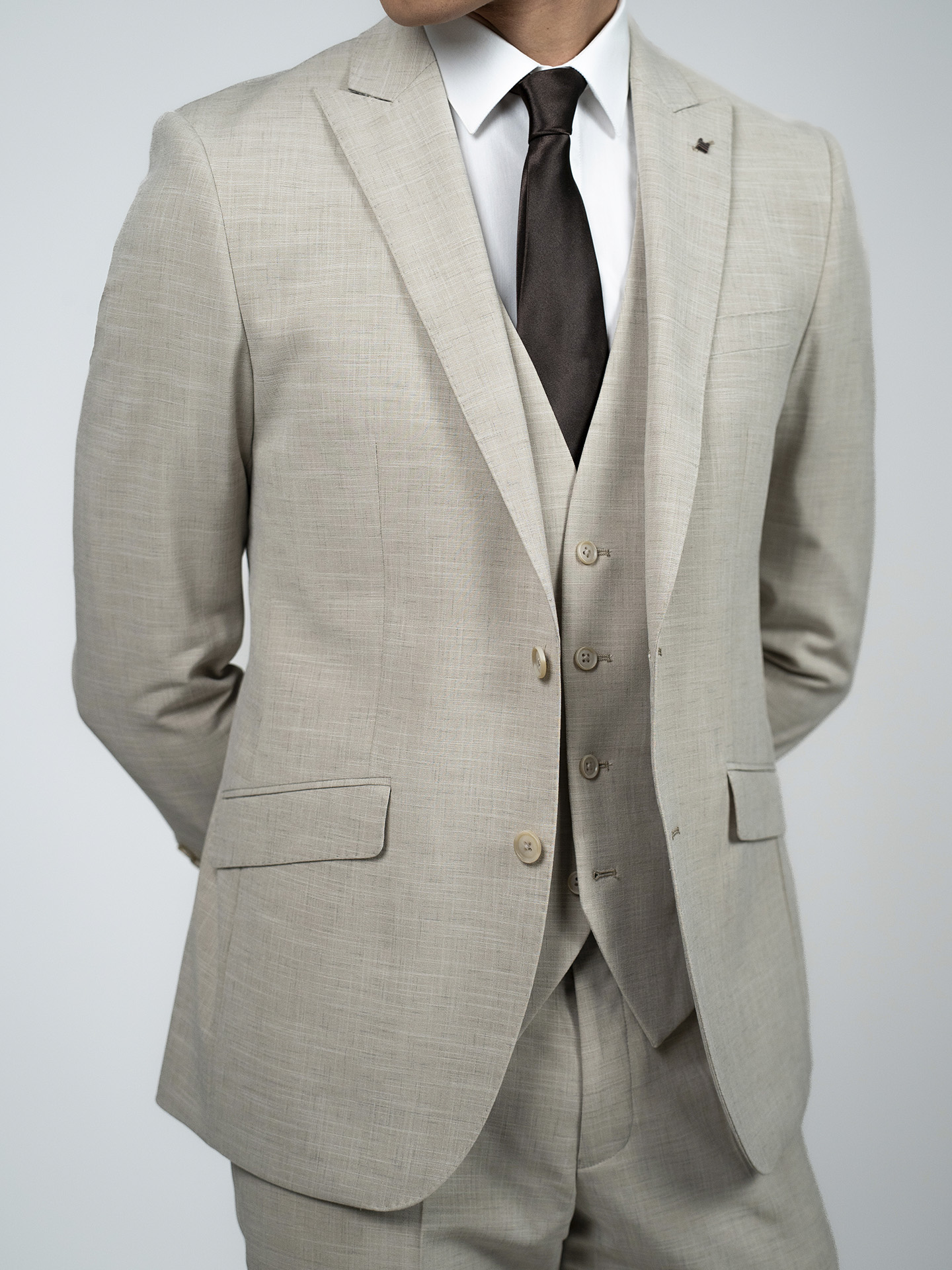 Regular Fit Light Beige Care 3 Piece Suit