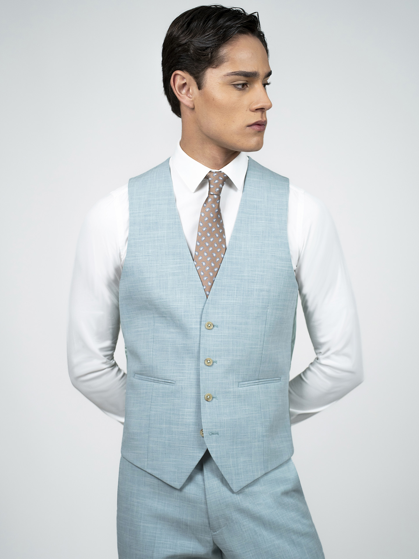 Regular Fit Light Green Easy Care Waistcoat