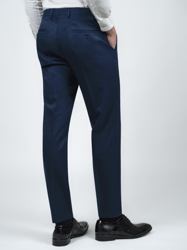 Tailored Fit Blue Stretch  Trousers