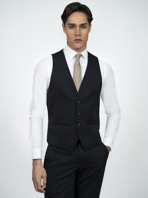 Tailored Fit Black     Stretch  Waistcoat - Image product