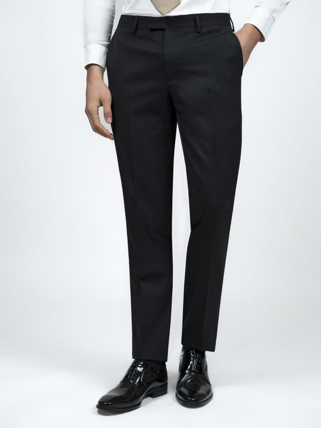Tailored Fit Black     Stretch  Trousers