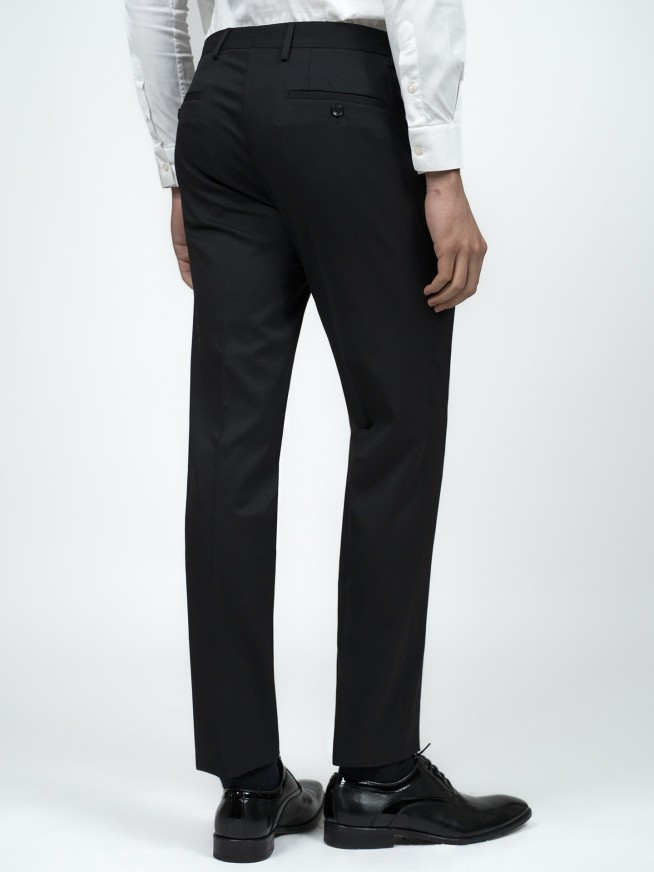 Tailored Fit Black     Stretch  Trousers