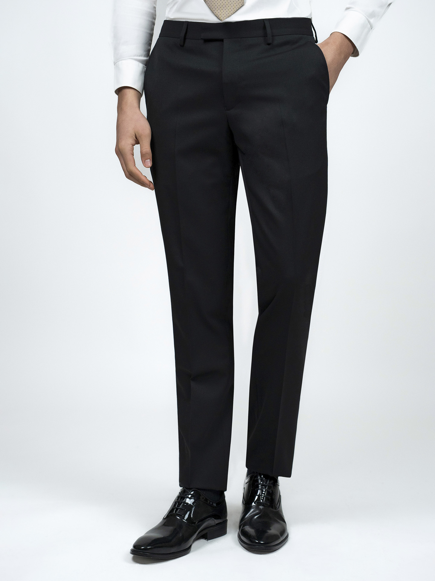 Tailored Fit Black Stretch Trousers