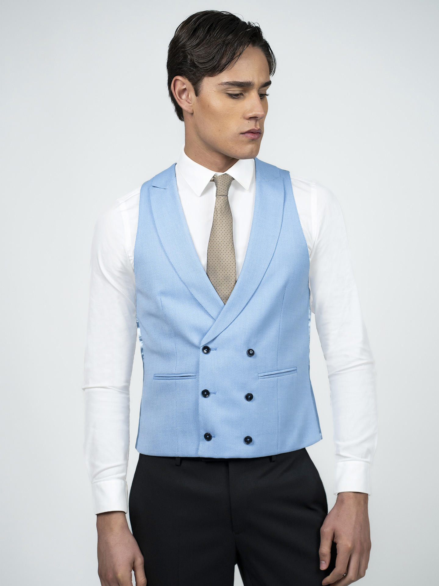 Blue Micro-Design Tailored Fit Waistcoat