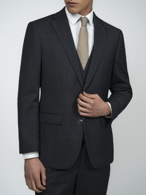 Grey Birdseye Three-Piece Suit