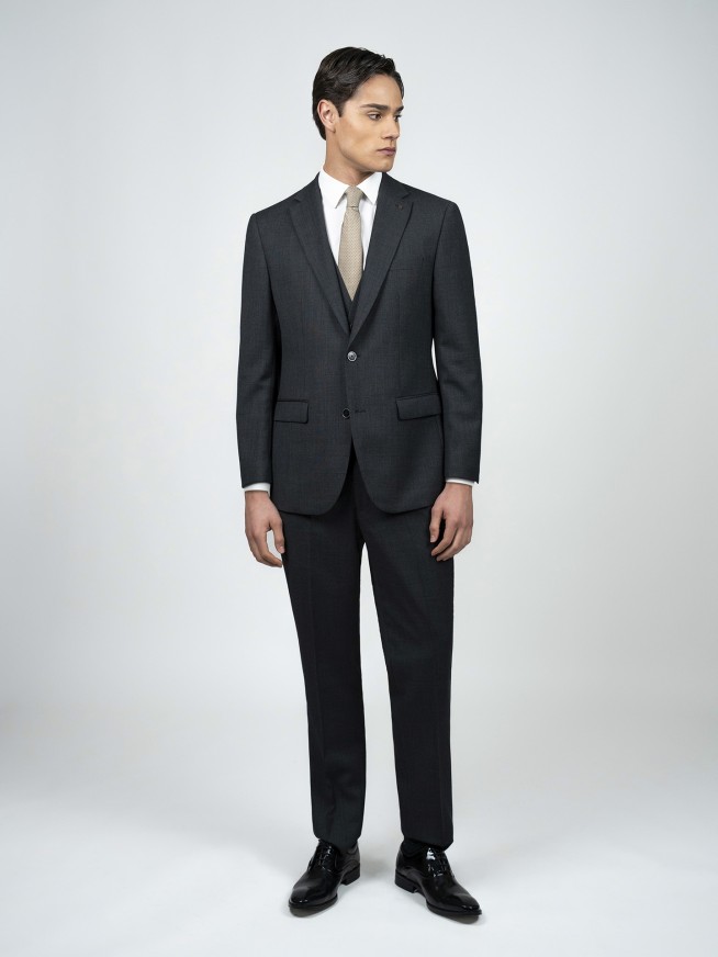 Grey Birdseye Three-Piece Suit