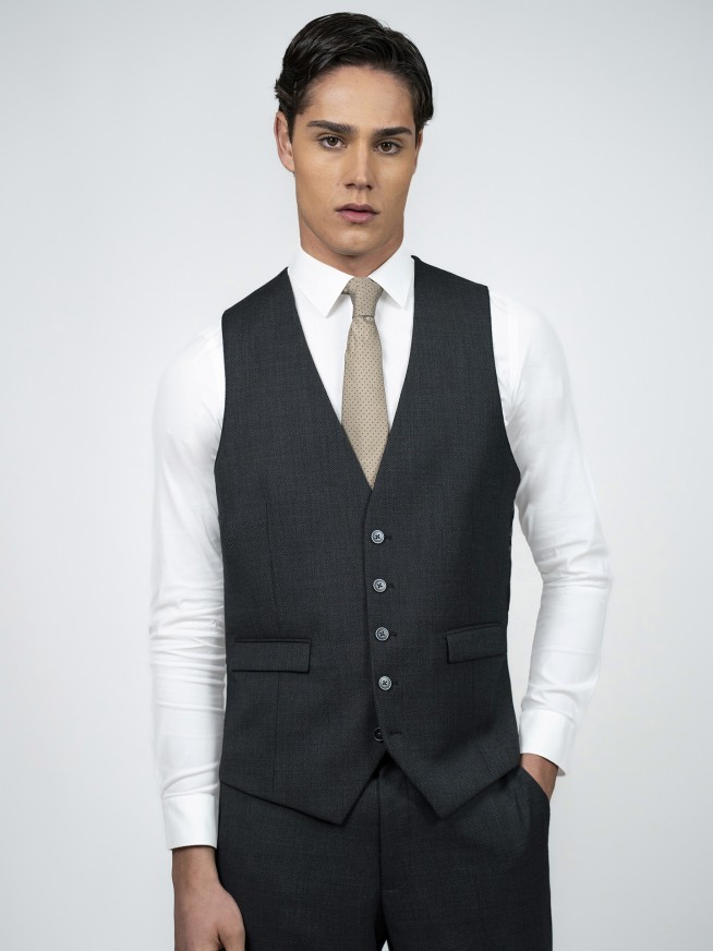 Grey Birdseye Three-Piece Suit