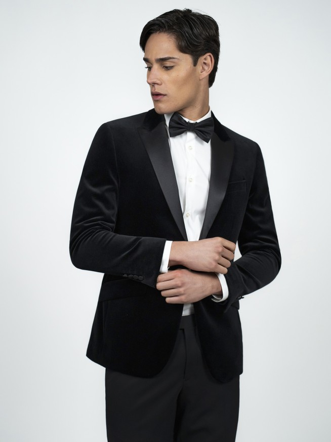 Black Velvet Jacket Regular Fit