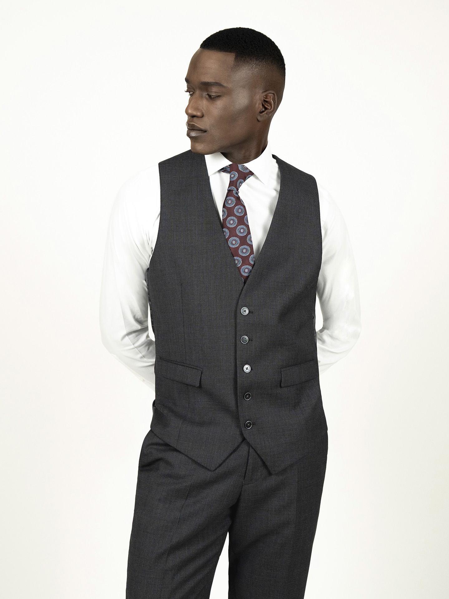 Dark Grey Tailored Fit Waistcoat