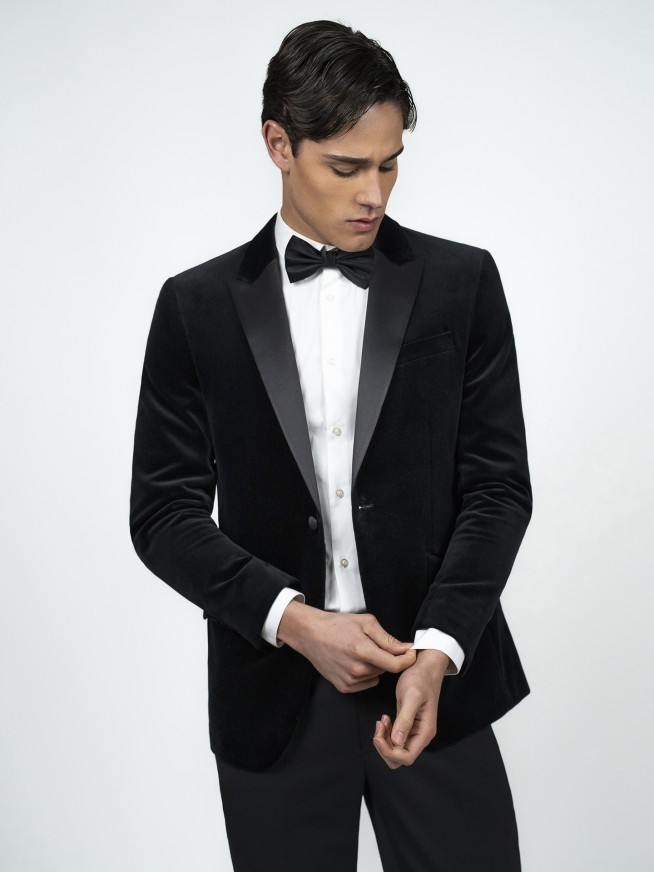 Black Velvet Jacket Regular Fit