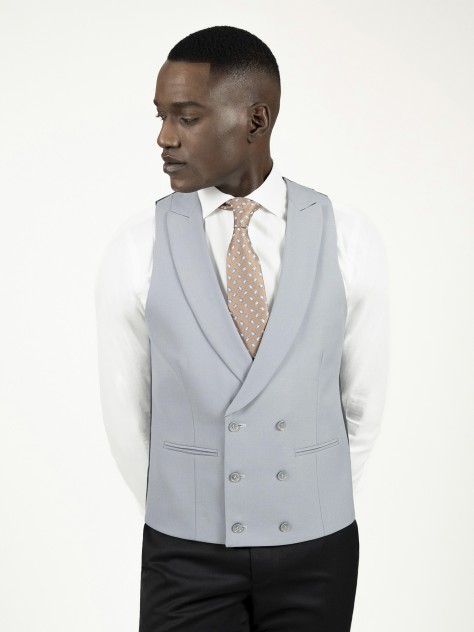 Grey Wool-Blend Double-Breasted Waistcoat - Image product