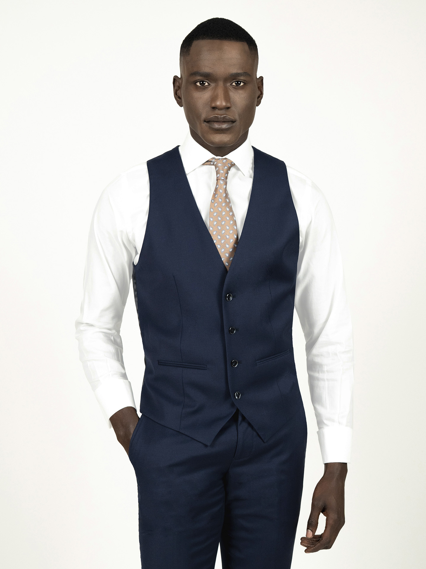 Blue Tailored Fit Waistcoat