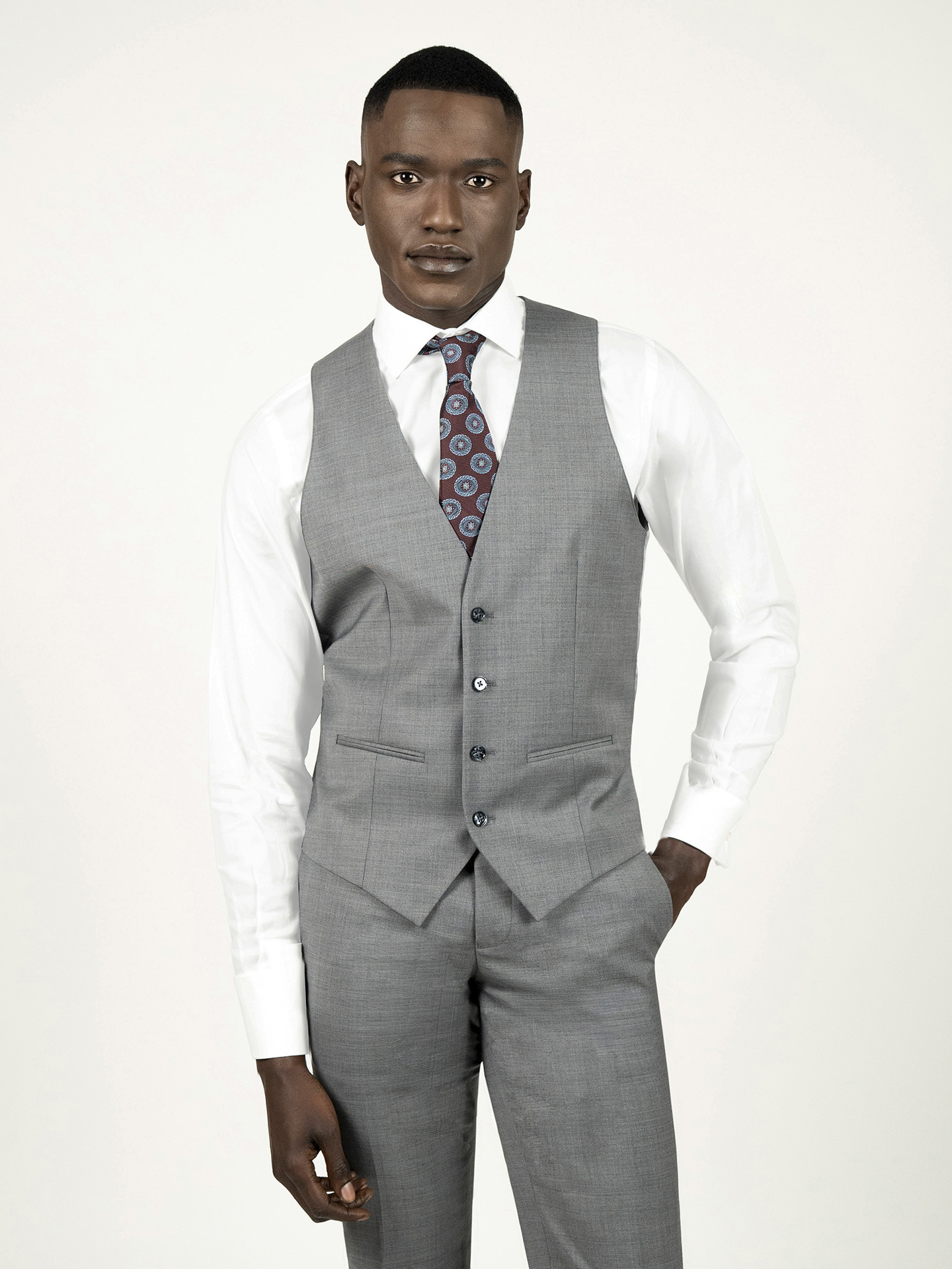 Grey Tailored Fit Waistcoat