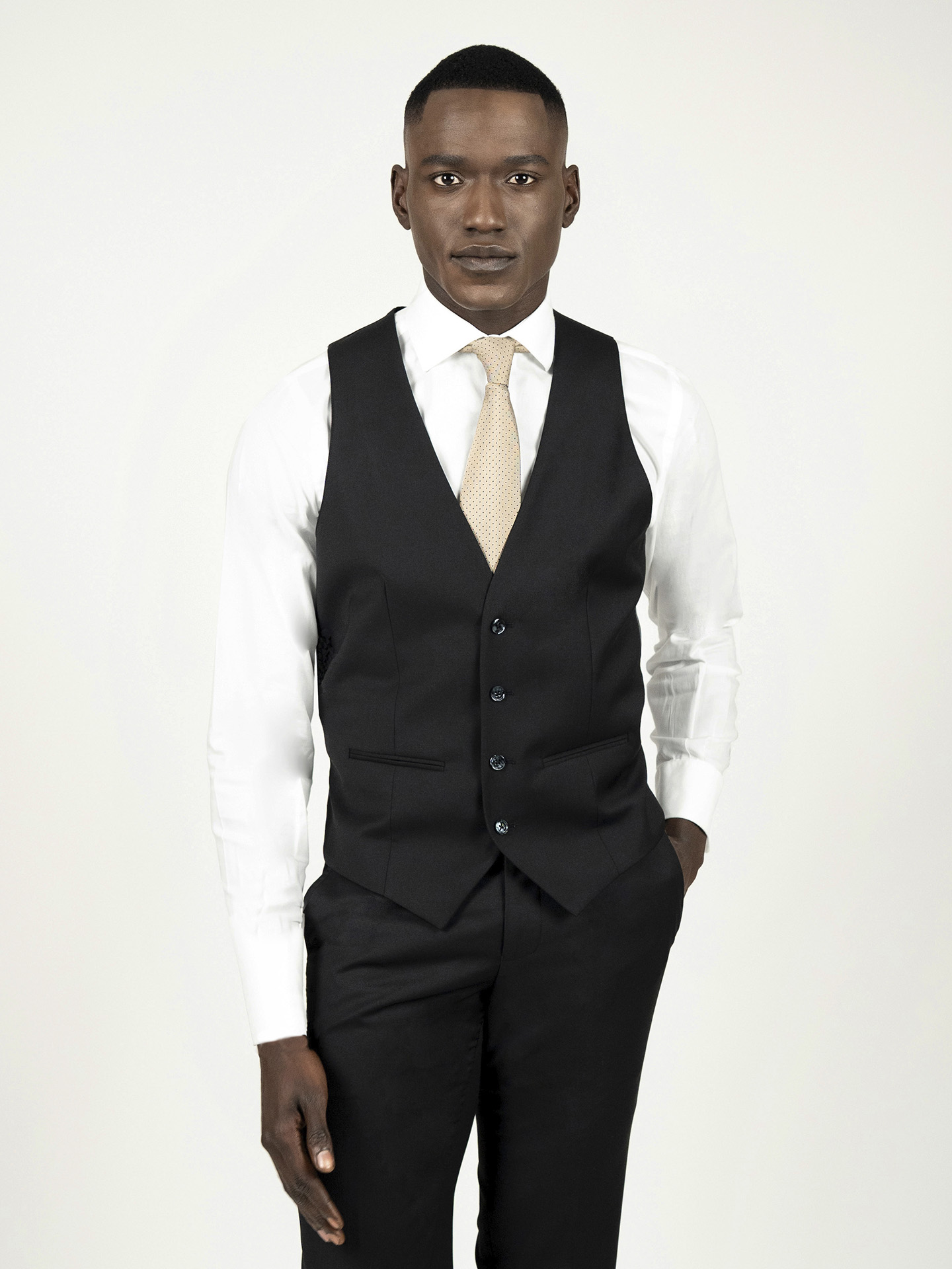 Black Regular Fit Waistcoat