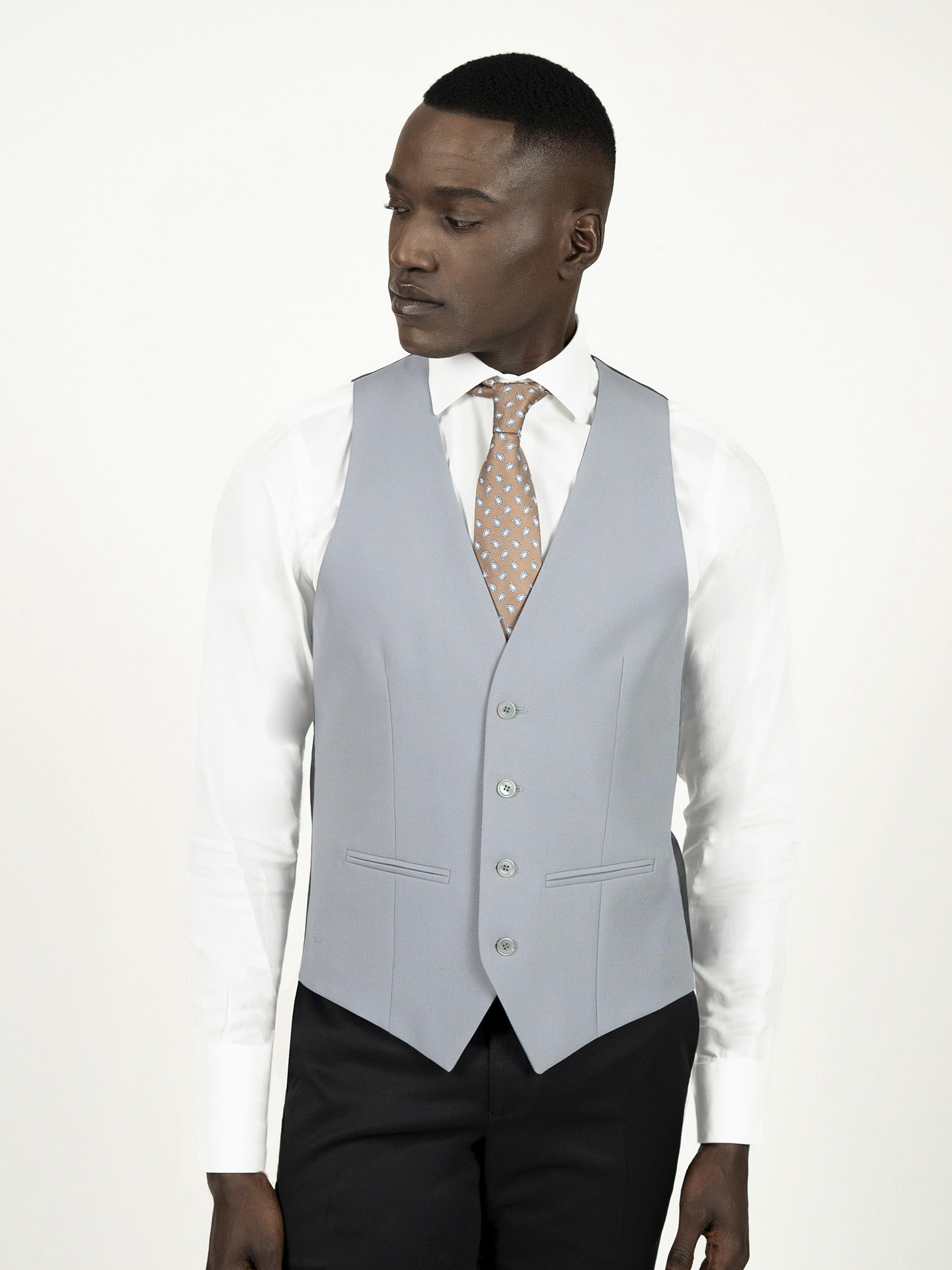 Grey Wool-Blend Waistcoat