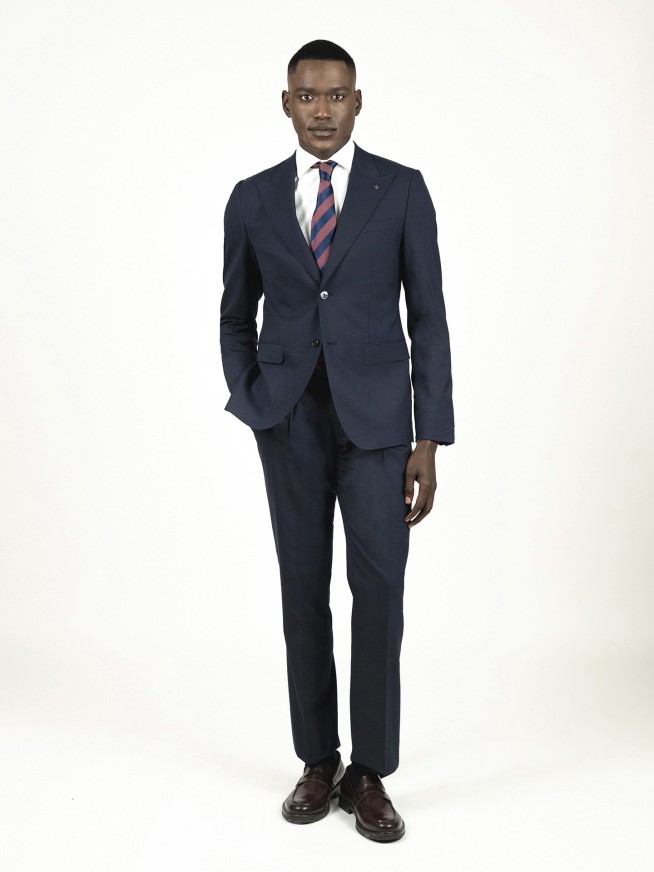 Blue Herringbone Slim Fit Suit