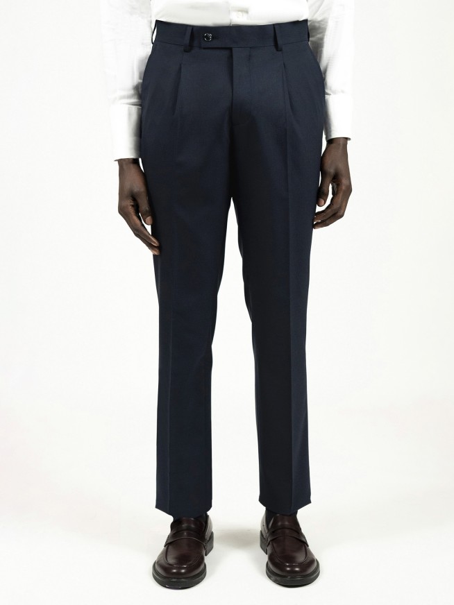 Blue Herringbone Slim Fit Suit