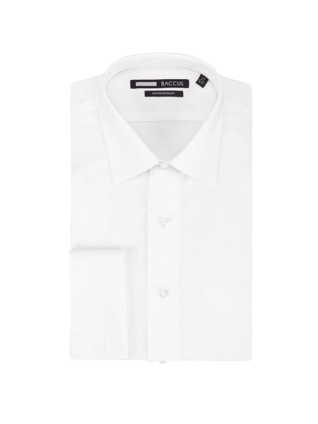 White Contemporary Fit Easy Care Double Cuff Shirt