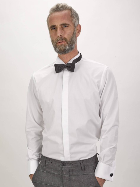 White Contemporary Fit Easy Care Tuxedo Shirt