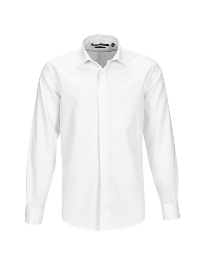 White Contemporary Fit Covered Placket Formal Shirt