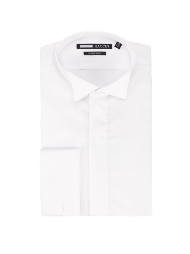 White Contemporary Fit Easy Care Tuxedo Shirt
