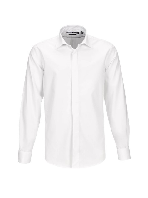 White Contemporary Fit Covered Placket Formal Shirt