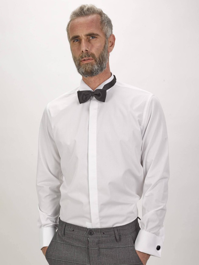 White Contemporary Fit Easy Care Tuxedo Shirt