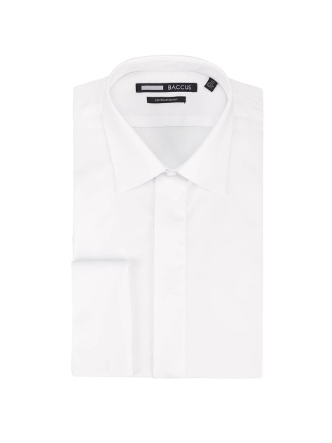 White Contemporary Fit Covered Placket Formal Shirt - Image product