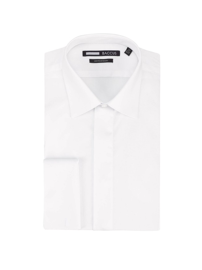 White Contemporary Fit Covered Placket Formal Shirt