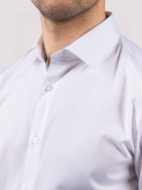 White Slim Fit Shirt with Contrast Collar Detail - Image product