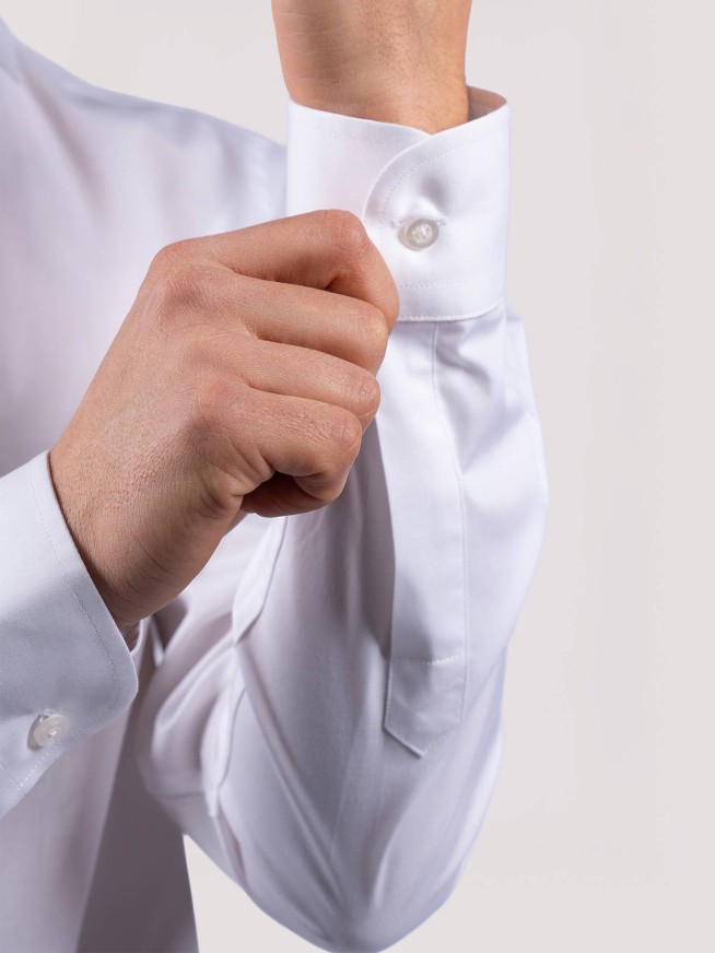 White Slim Fit Shirt with Contrast Collar Detail