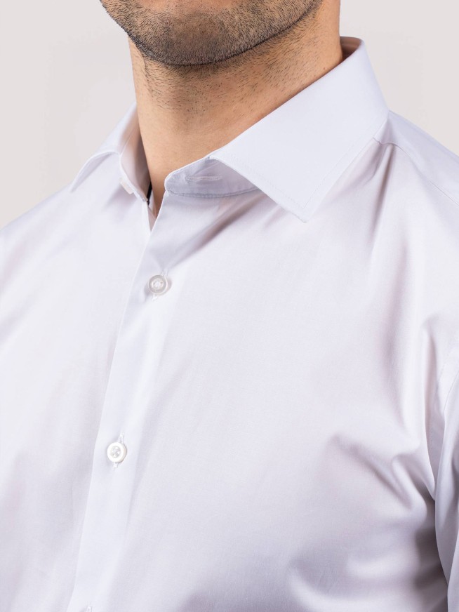 White Slim Fit Shirt with Contrast Collar Detail