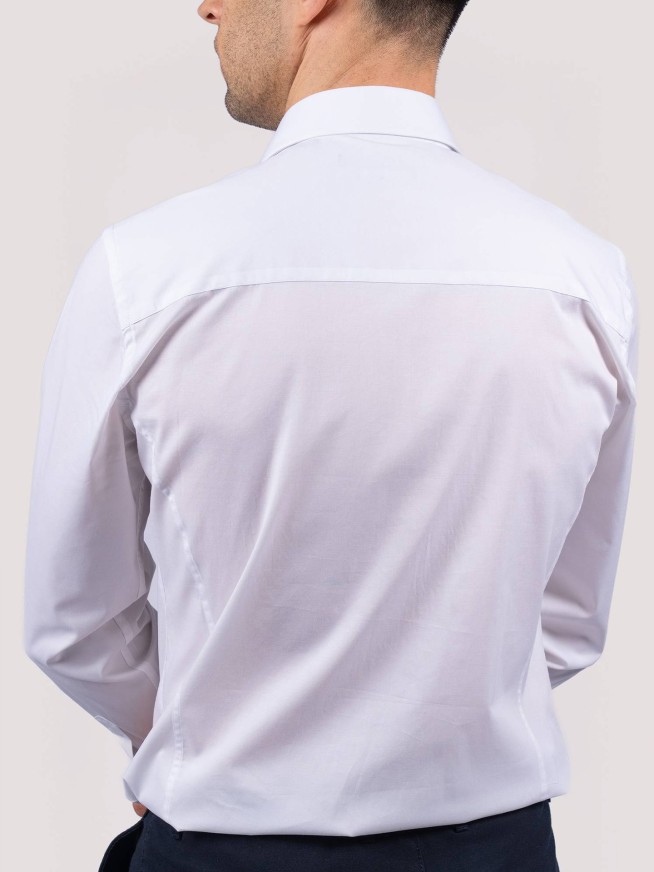 White Slim Fit Shirt with Contrast Collar Detail