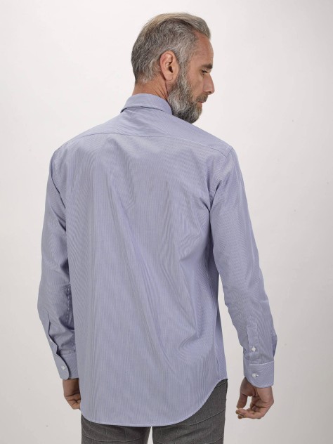 Blue Striped Regular Fit Refined Shirt