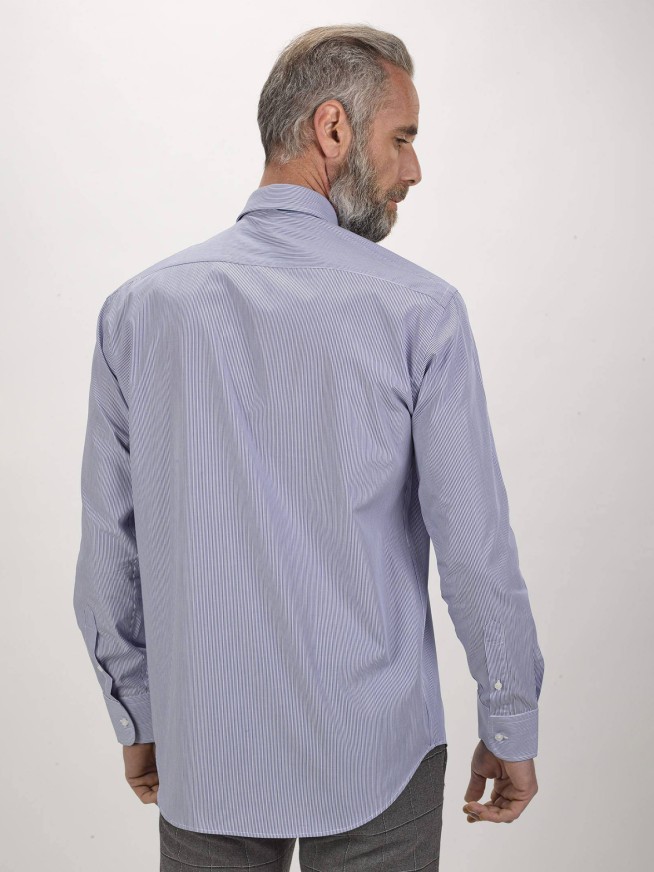 Blue Striped Regular Fit Refined Shirt