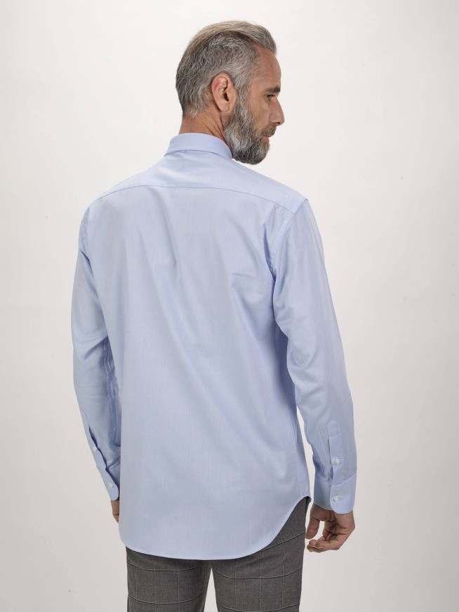 Blue Textured Cotton Regular Fit Shirt