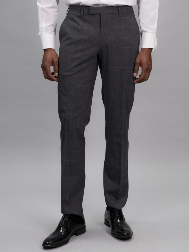 Slim Fit Grey Check Stretch Wool Blend Suit