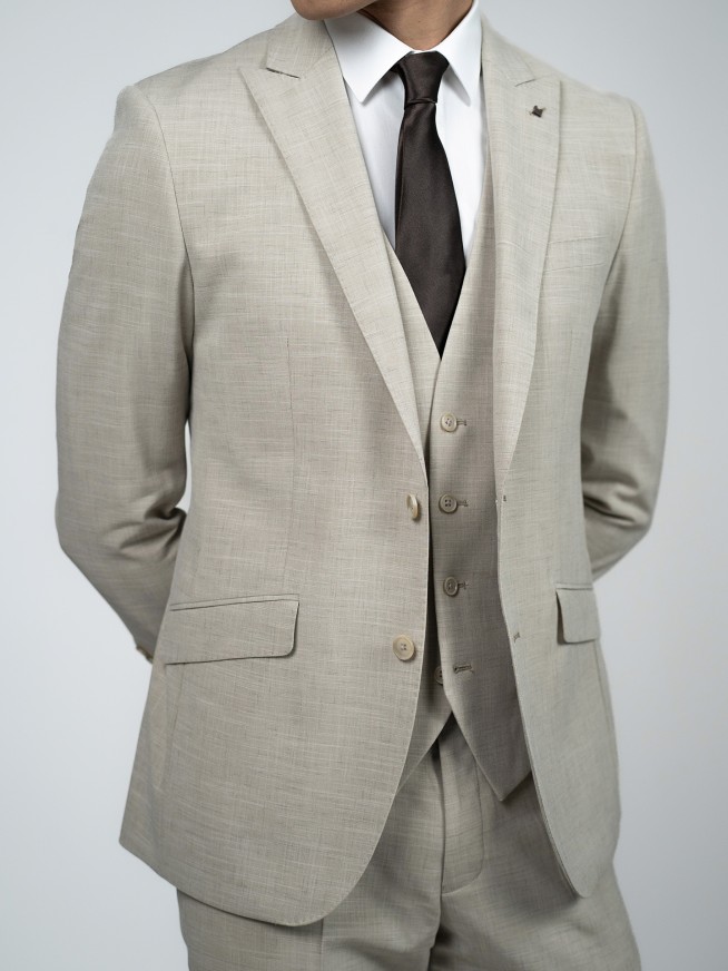 Regular Fit Bege Easy Care Suit