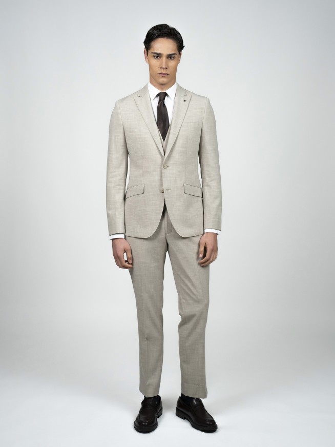 Regular Fit Bege Easy Care Suit