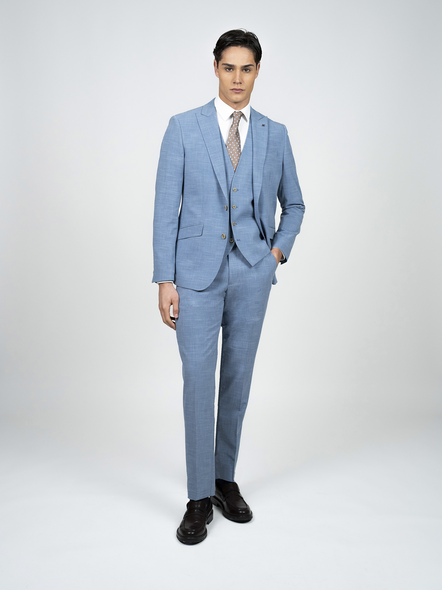 Regular Fit Light Blue Easy Care Suit