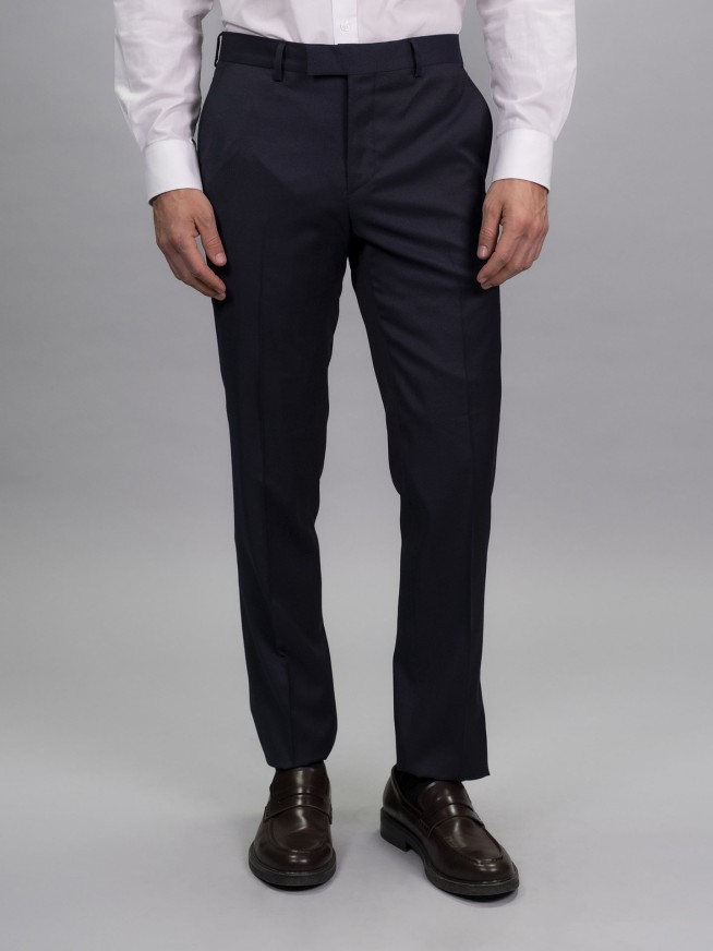 Tailored Fit Navy Blue Italian Wool Suit