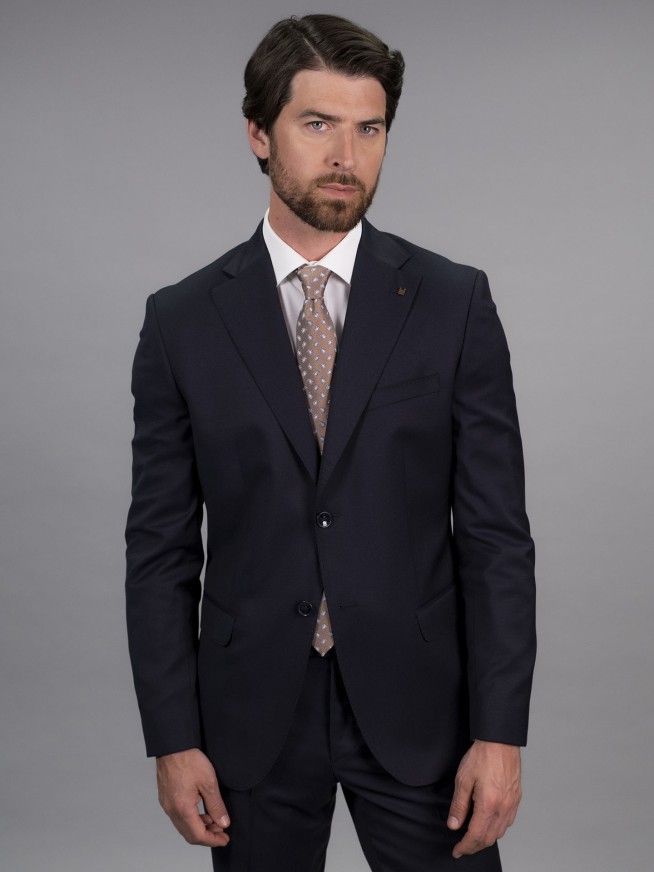 Tailored Fit Navy Blue Italian Wool Suit