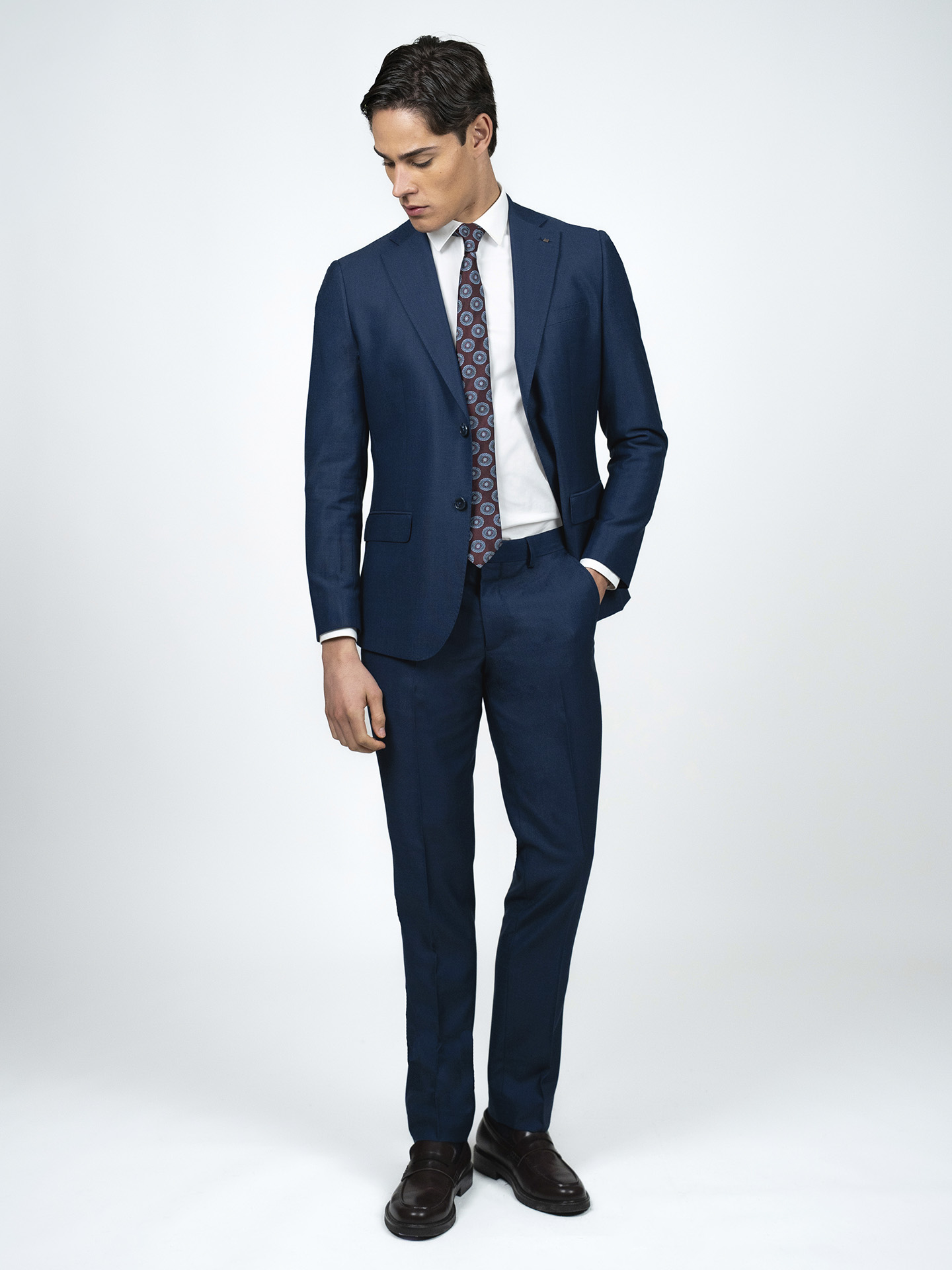 Blue Micro-Design Tailored Fit Jacket
